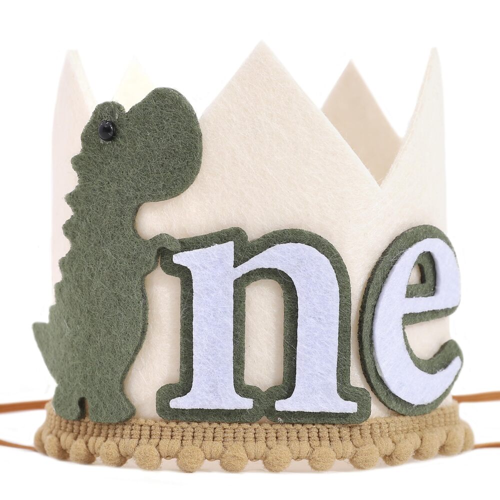3301 Dinosaur One Birthday Crown-Felt Dinosaur Theme Party Crown,Dinosaur